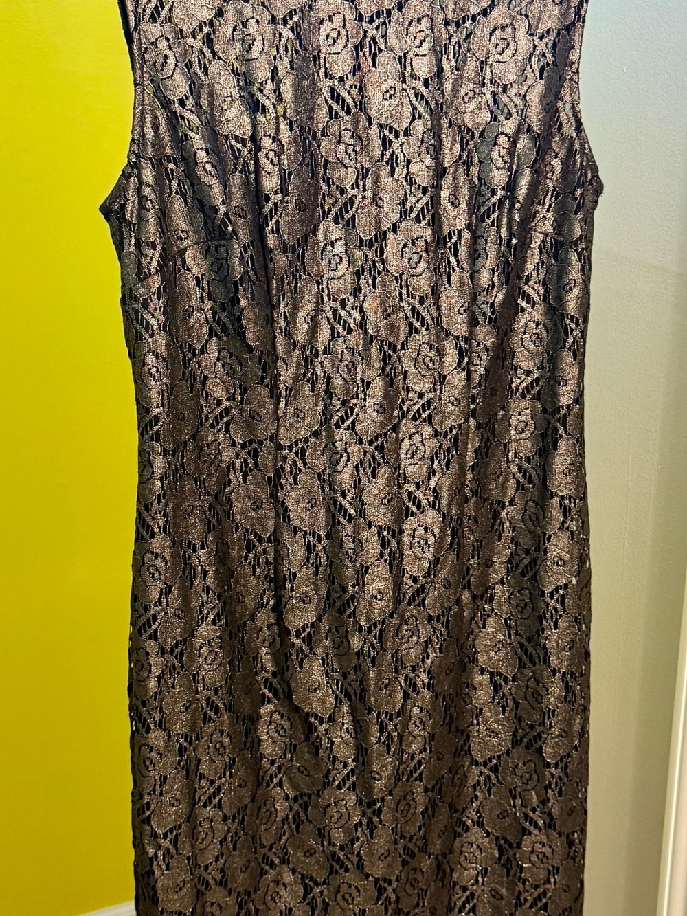 White House Black Market Metallic Brown Floral Lace Sheath Dress